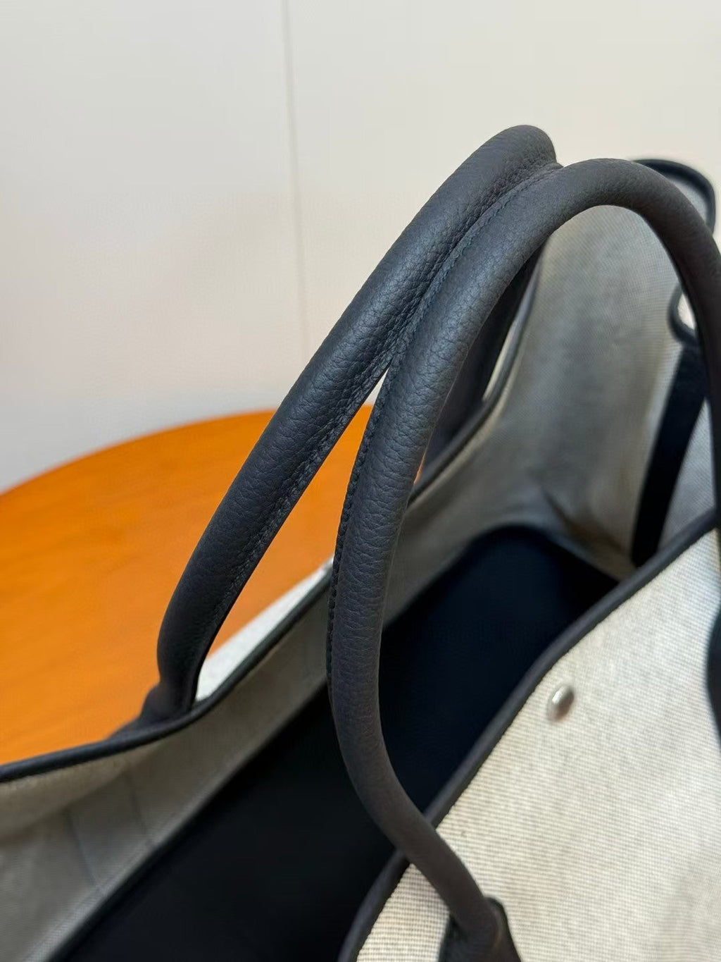 TOTE BAG 40 IN GREY AND BLACK CANVAS MIX CALFSKIN TRIM