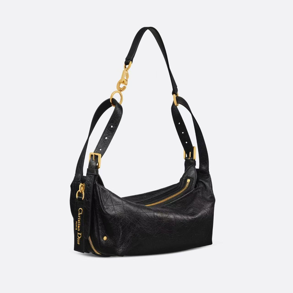 CD SHOULDER BAG 25 IN BLACK CALFSKIN GOLD HARDWARE TP2