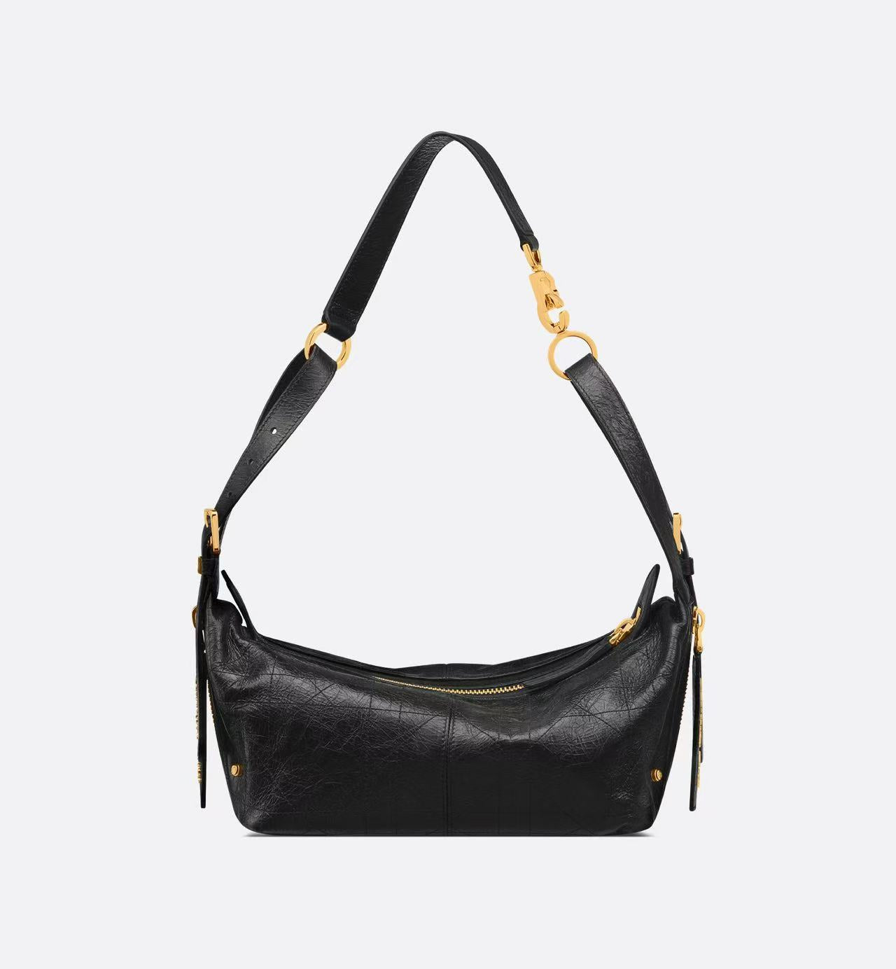 CD SHOULDER BAG 25 IN BLACK CALFSKIN GOLD HARDWARE TP2