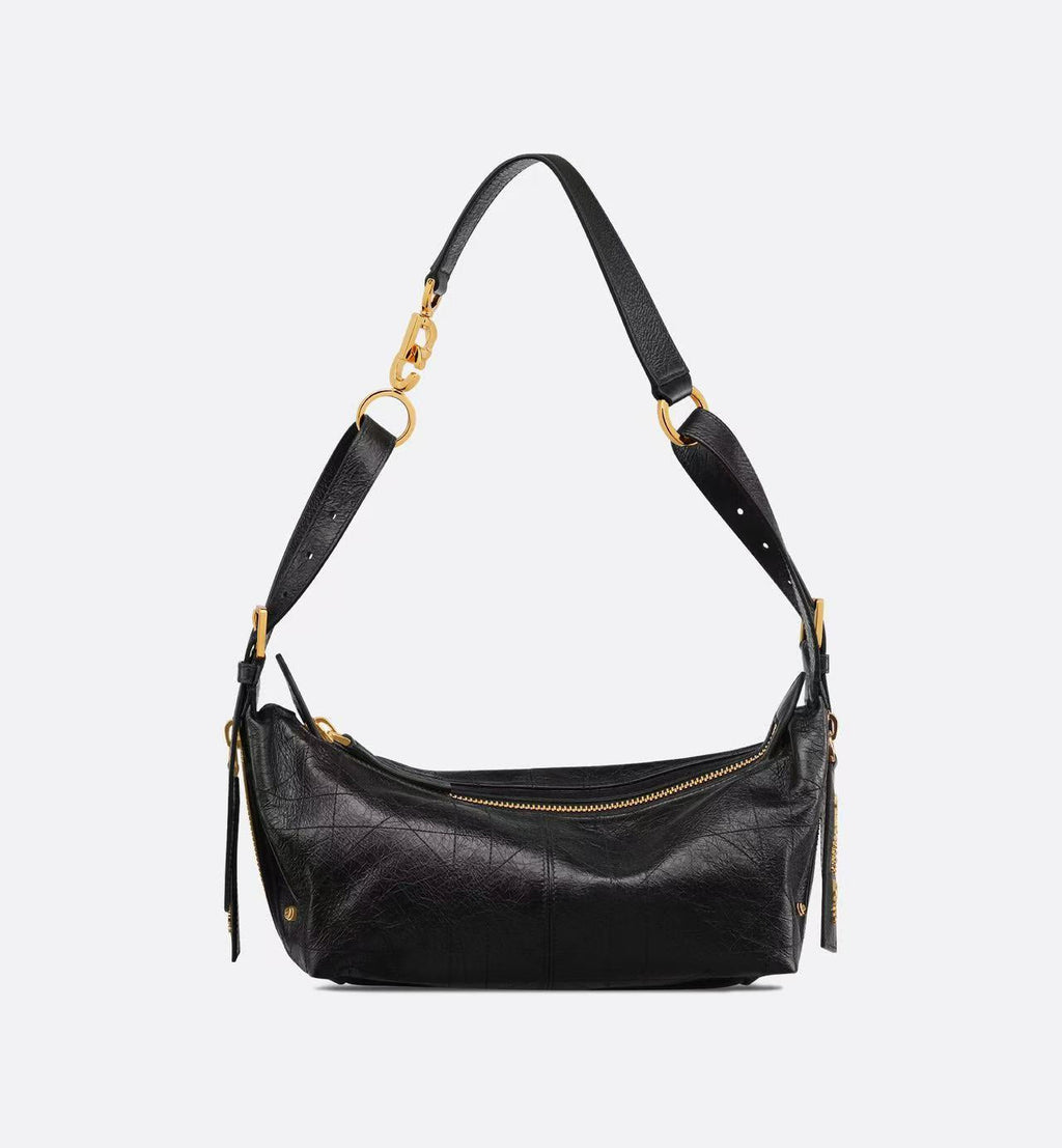 CD SHOULDER BAG 25 IN BLACK CALFSKIN GOLD HARDWARE TP2