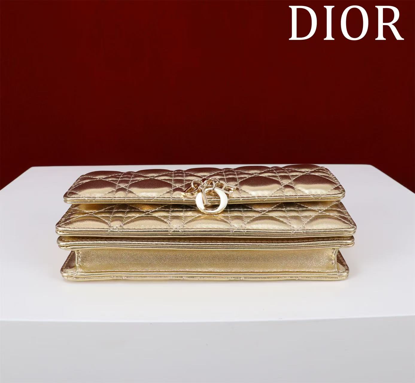 CD BAG 21 IN GOLD CALFSKIN WITH GOLD HARDWARE