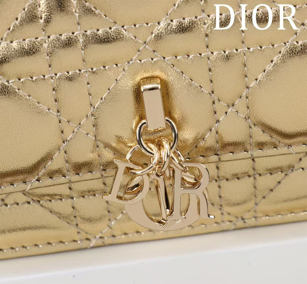 CD BAG 21 IN GOLD CALFSKIN WITH GOLD HARDWARE