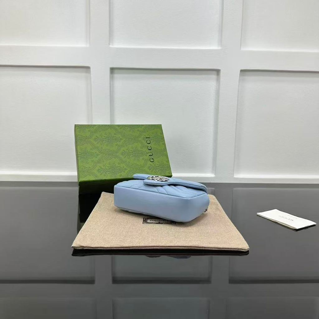 GG MARMONT 16 MINI SHOULDER BAG BLUE CALFSKIN