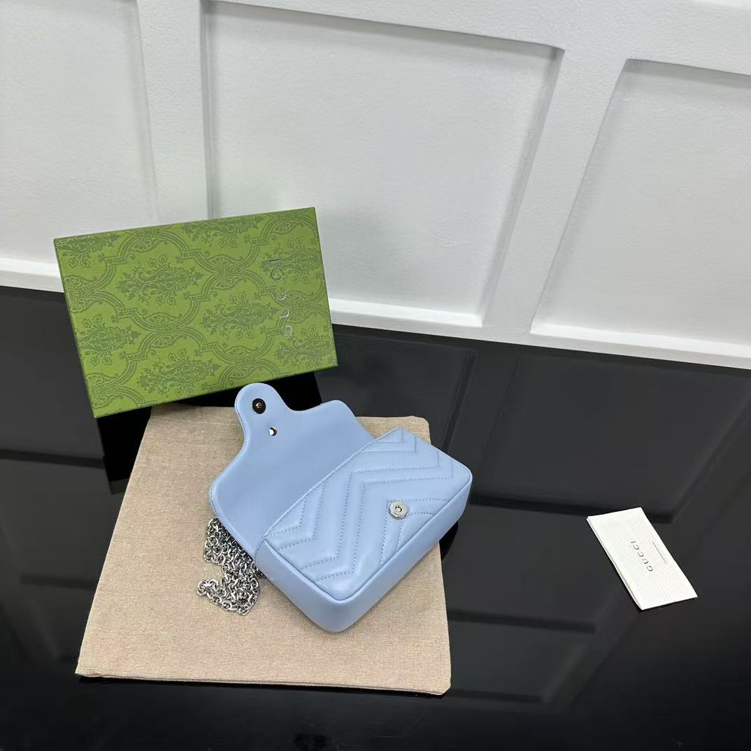 GG MARMONT 16 MINI SHOULDER BAG BLUE CALFSKIN