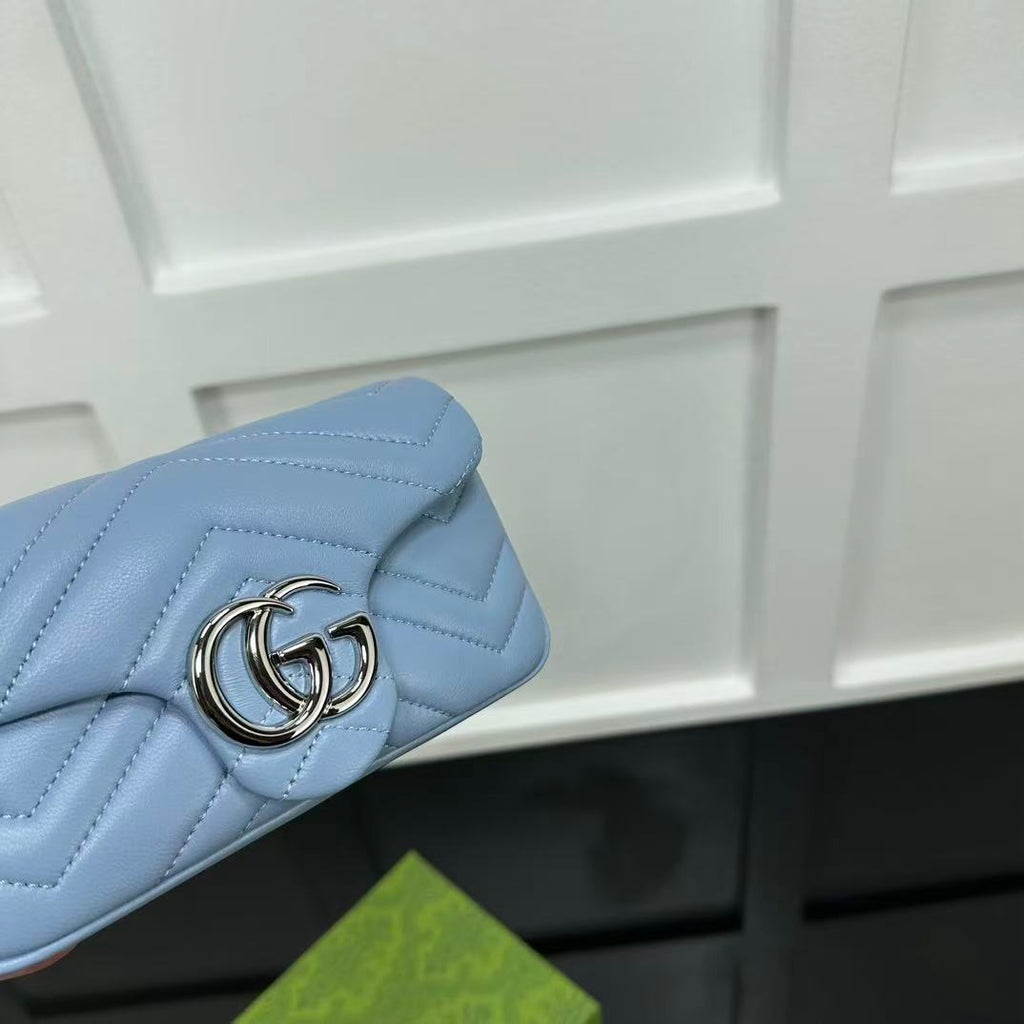 GG MARMONT 16 MINI SHOULDER BAG BLUE CALFSKIN