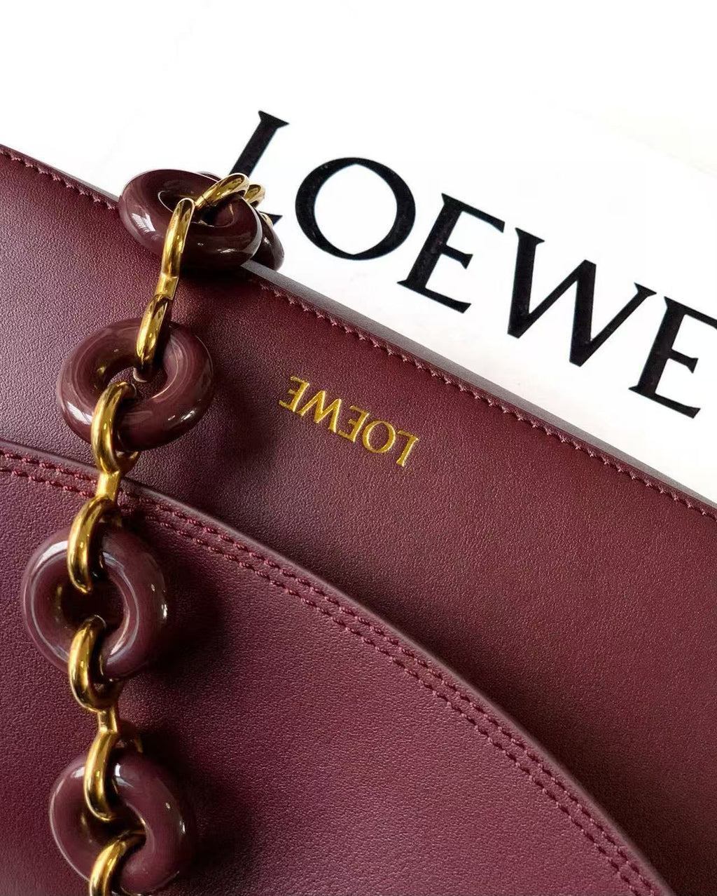LOE OLA BAG 26 IN BURGUNDY RED CALFSKIN