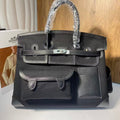 BIRKIN CARGO 35CM BLACK CANVAS AND LEATHER SILVER HARDWARE