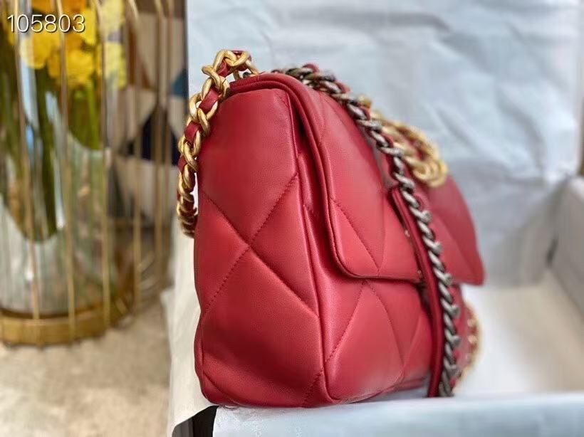 CC19 FLAP BAG 30 IN RED GOATSKIN