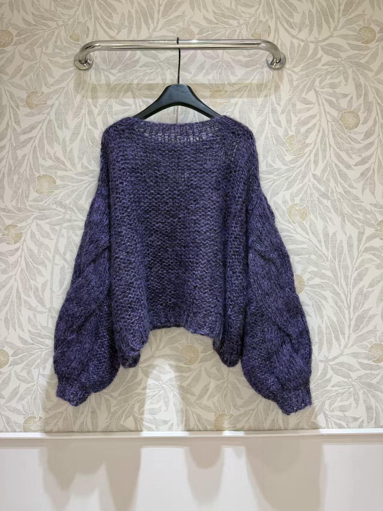 LOEWE SWEATER IN DARK PURPLE KNITTING