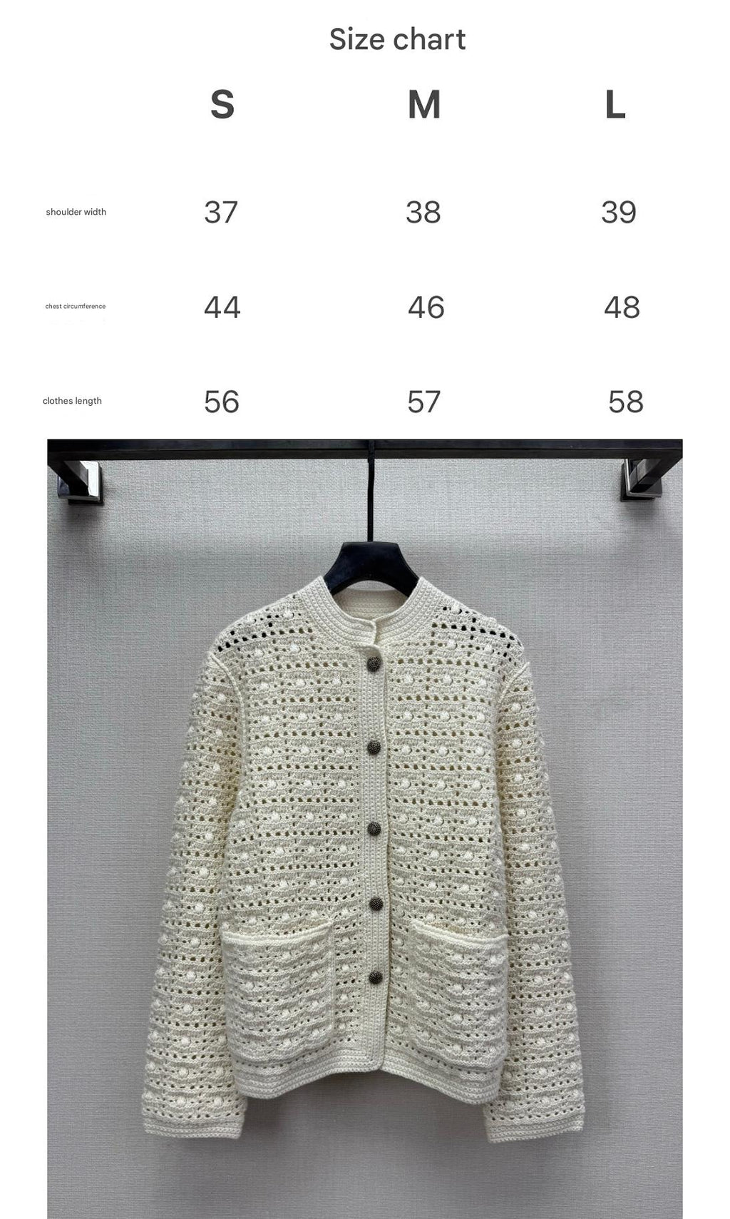 LP AROLA CROCHETED CARDIGAN IN WHITE WOOL