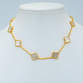 VINTAGE WHITE MOP NECKLACE 10 MOTIFS GOLD