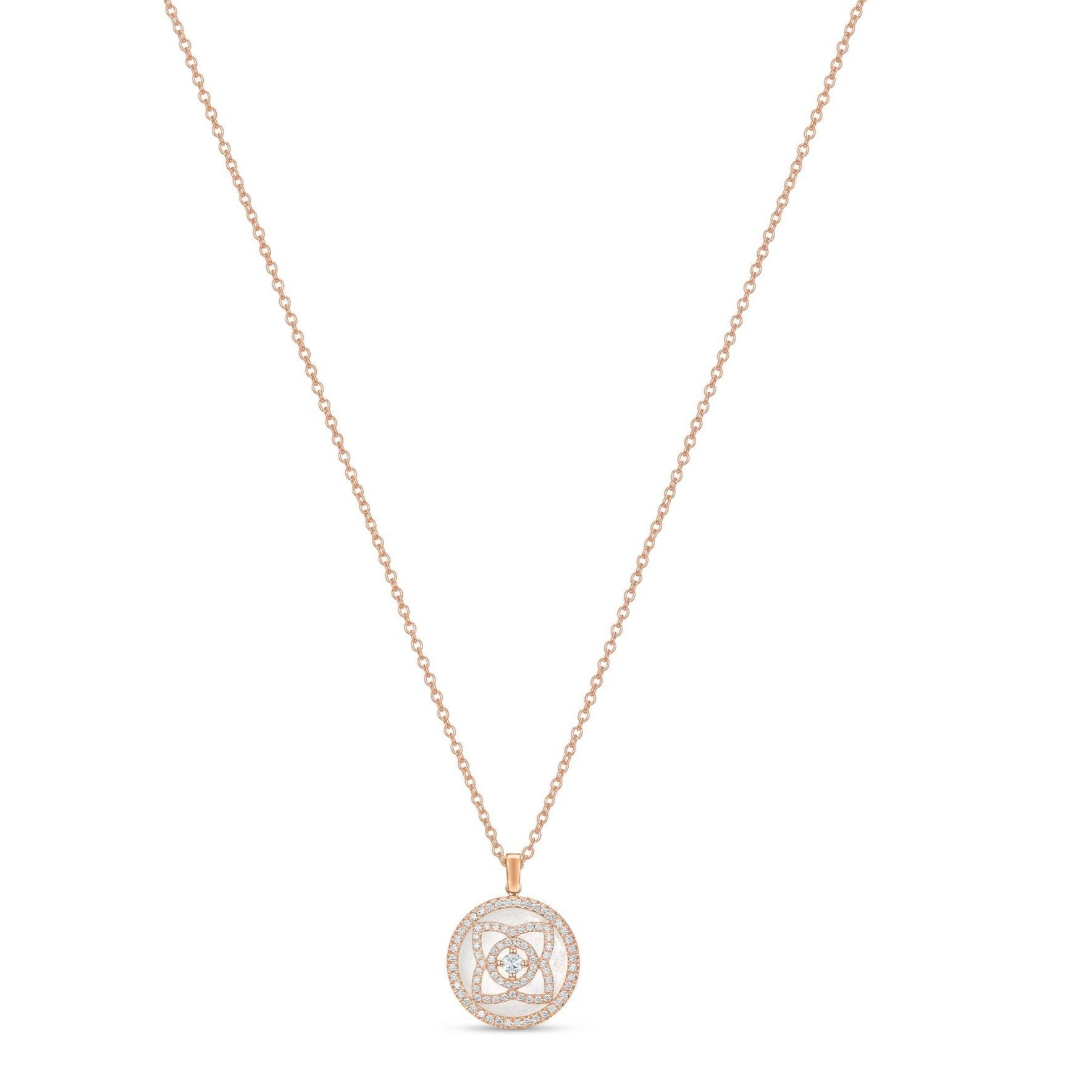 LOTUS PINK GOLD MOP DIAMOND NECKALCE