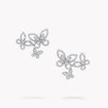 TRIPLE BUTTERFLY SIHOUETTE SILVER DIAMOND EARRINGS