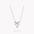 TILDA BOW BAGUETTE CUT SILVER DIAMOND DROP NECKLACE