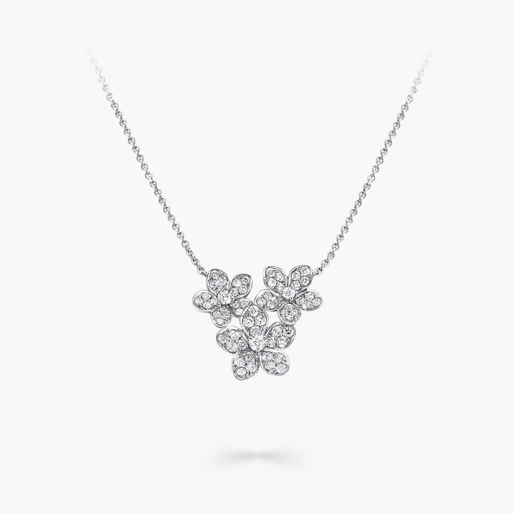WILD FLOWER SILVER DIAMOND CLUSTER NECKLACE
