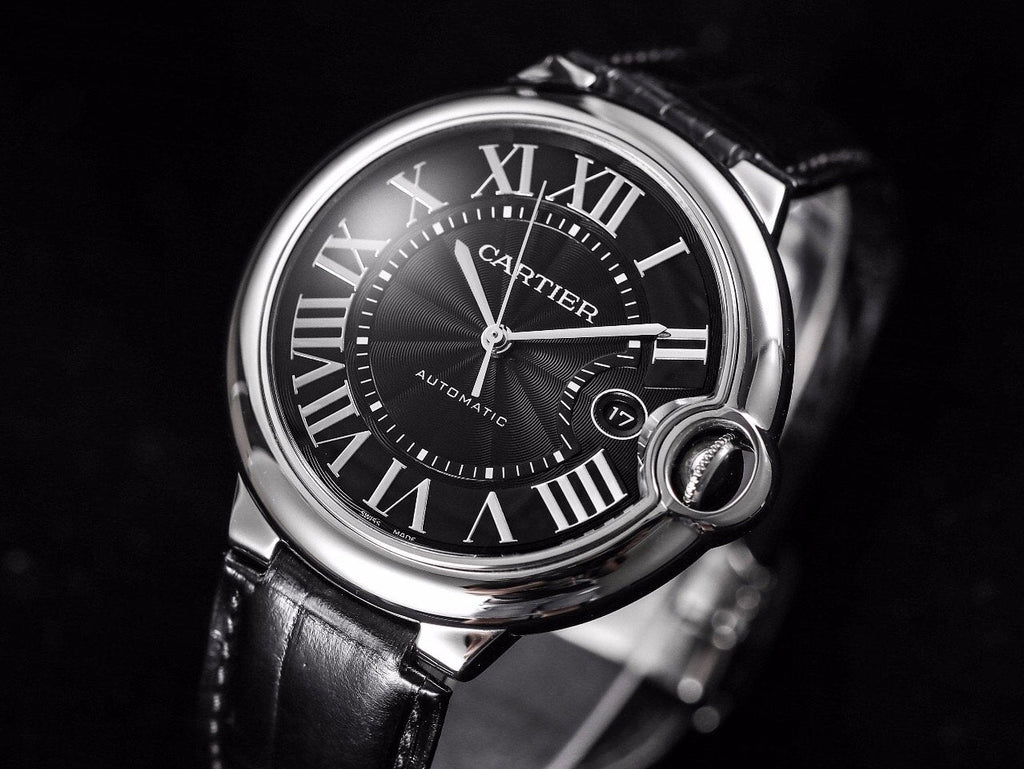 BALLON BLEU 42 BLACK DIAL LEATHER BRACELET