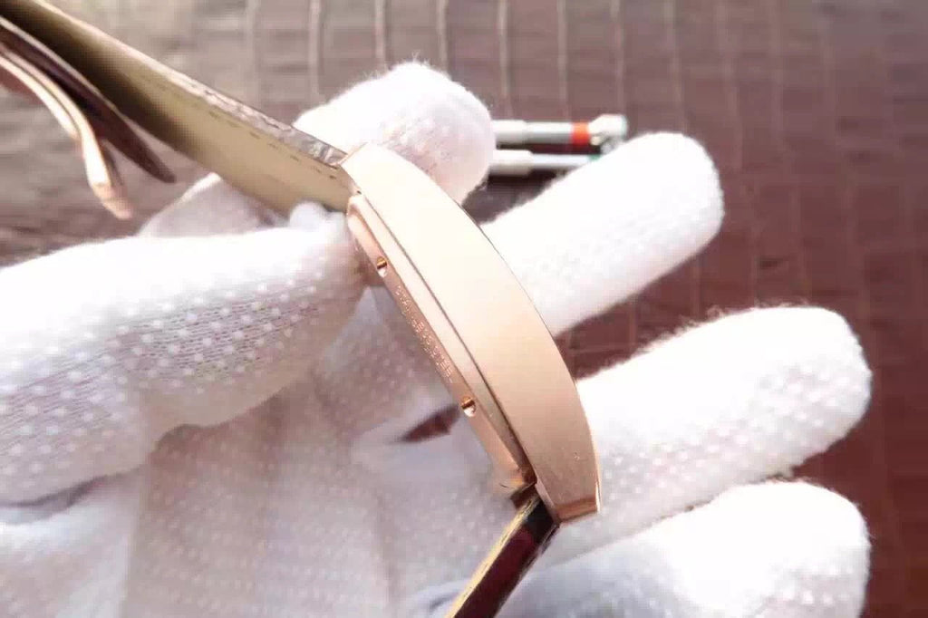 TANK MC ROSE GOLD 41 BROWN LEATHER STRAP