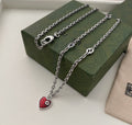 GG HEARTS STERLING SILVER RED ENAMEL PENDANT NECKLACE