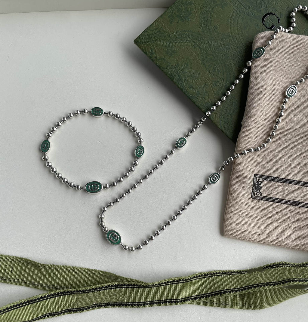 INTERLOCKING G BOULE CHAIN NECKLACE SILVER