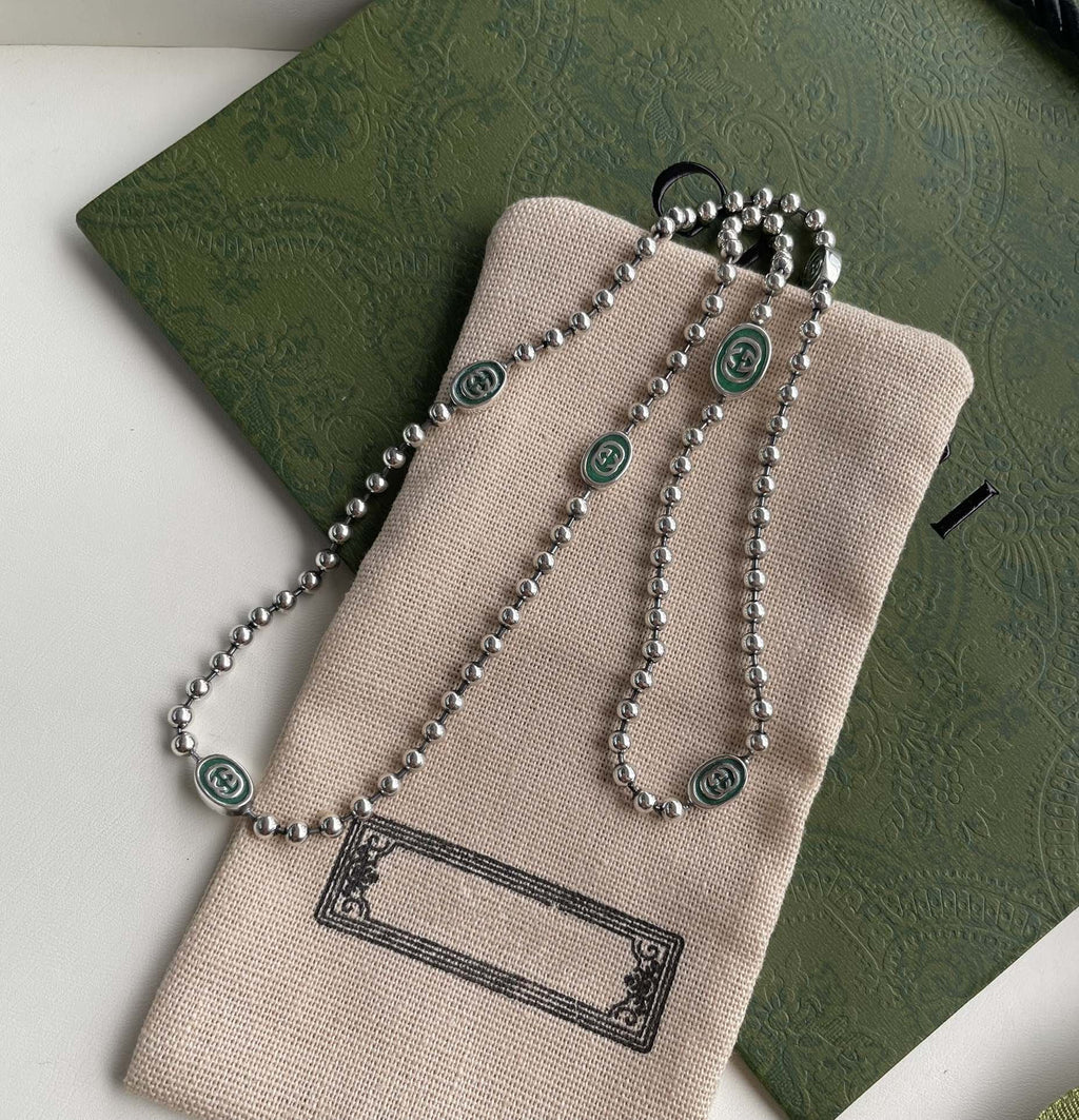 INTERLOCKING G BOULE CHAIN NECKLACE SILVER