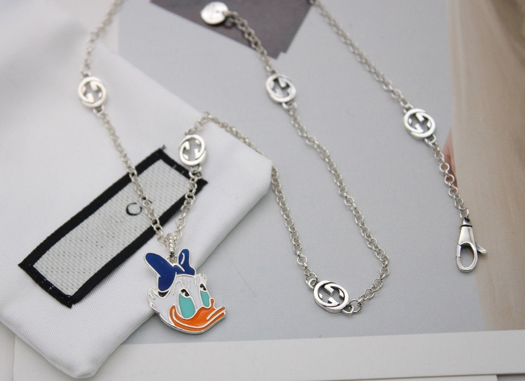 GG DONALD DUCK DOUBLE G STERLING SILVER NECKLACE