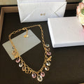CD GOLD-FINISH METAL MULTICOLOR WHITE RESIN PEARL NECKLACE