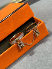 HM KELLY CLOCHETTE DOUBLE RING IN ROSE GOLD WITH DIAMONDS