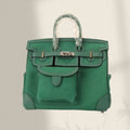 BIRKIN CARGO 25CM GREEN CANVAS AND LEATHER SILVER HARDWARE