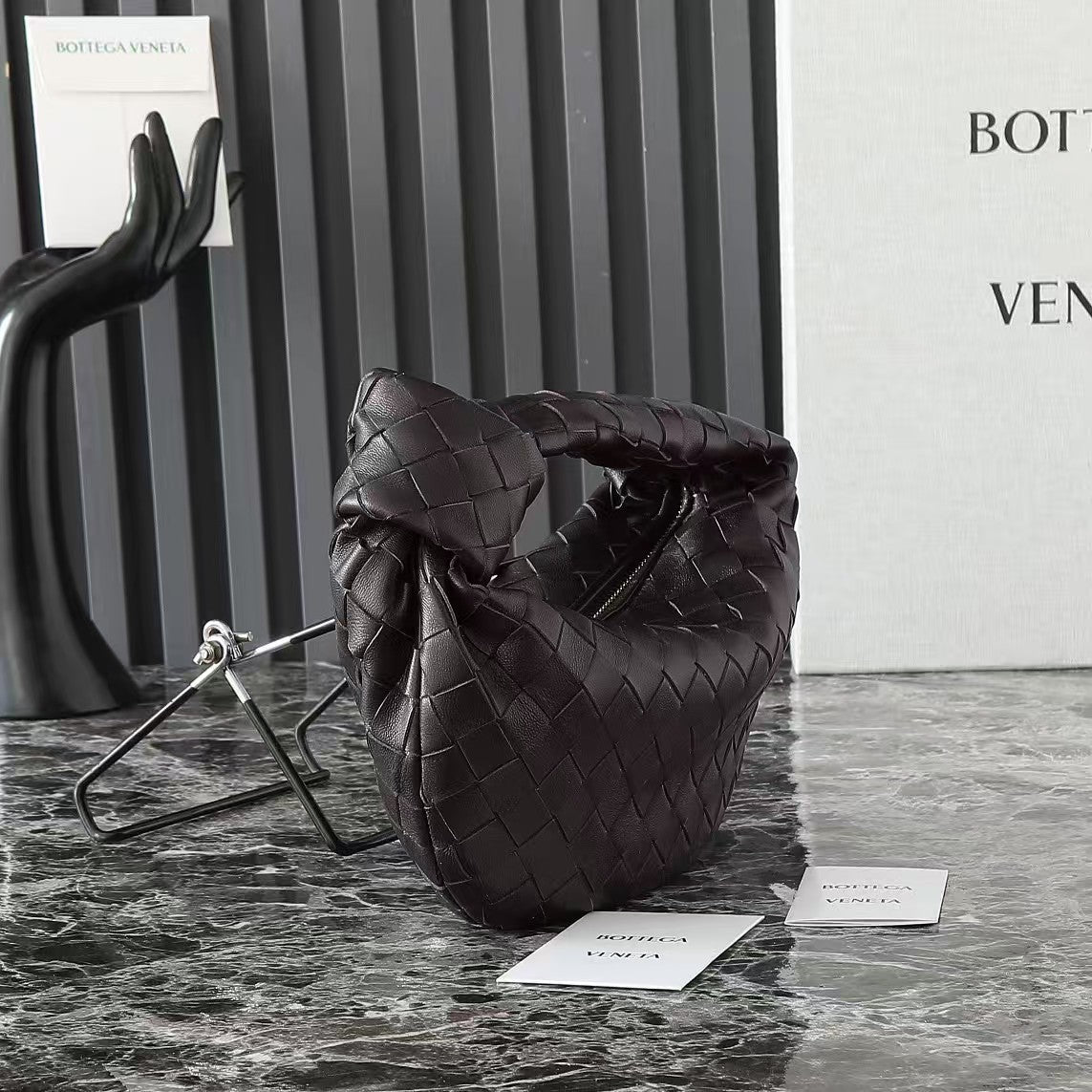 BOTTEGA VENETA 25S MINI JODIE 26 IN CHOCOLATE BROWN CALFSKIN