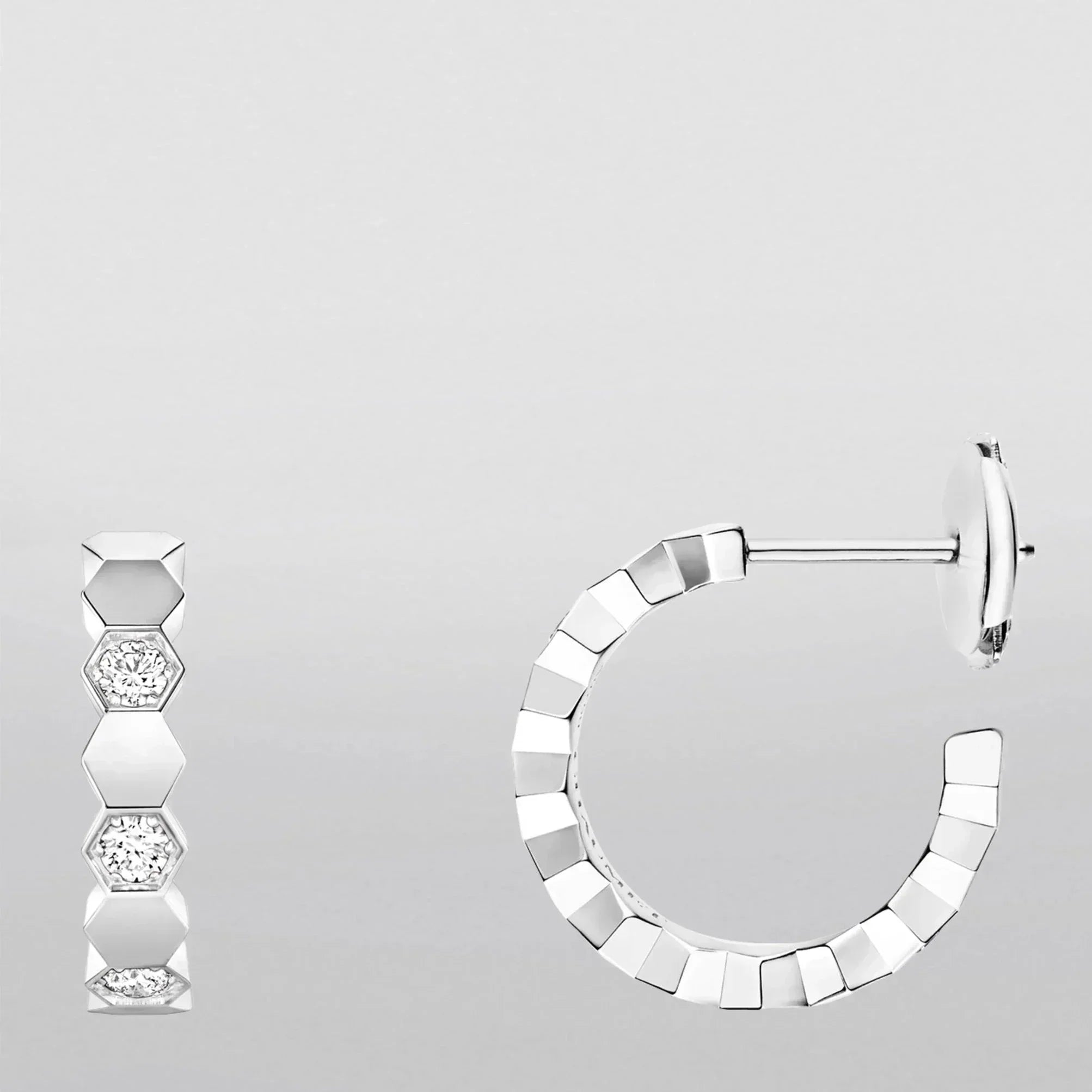 HONEE SILVER DIAMOND HOOP EARRINGS