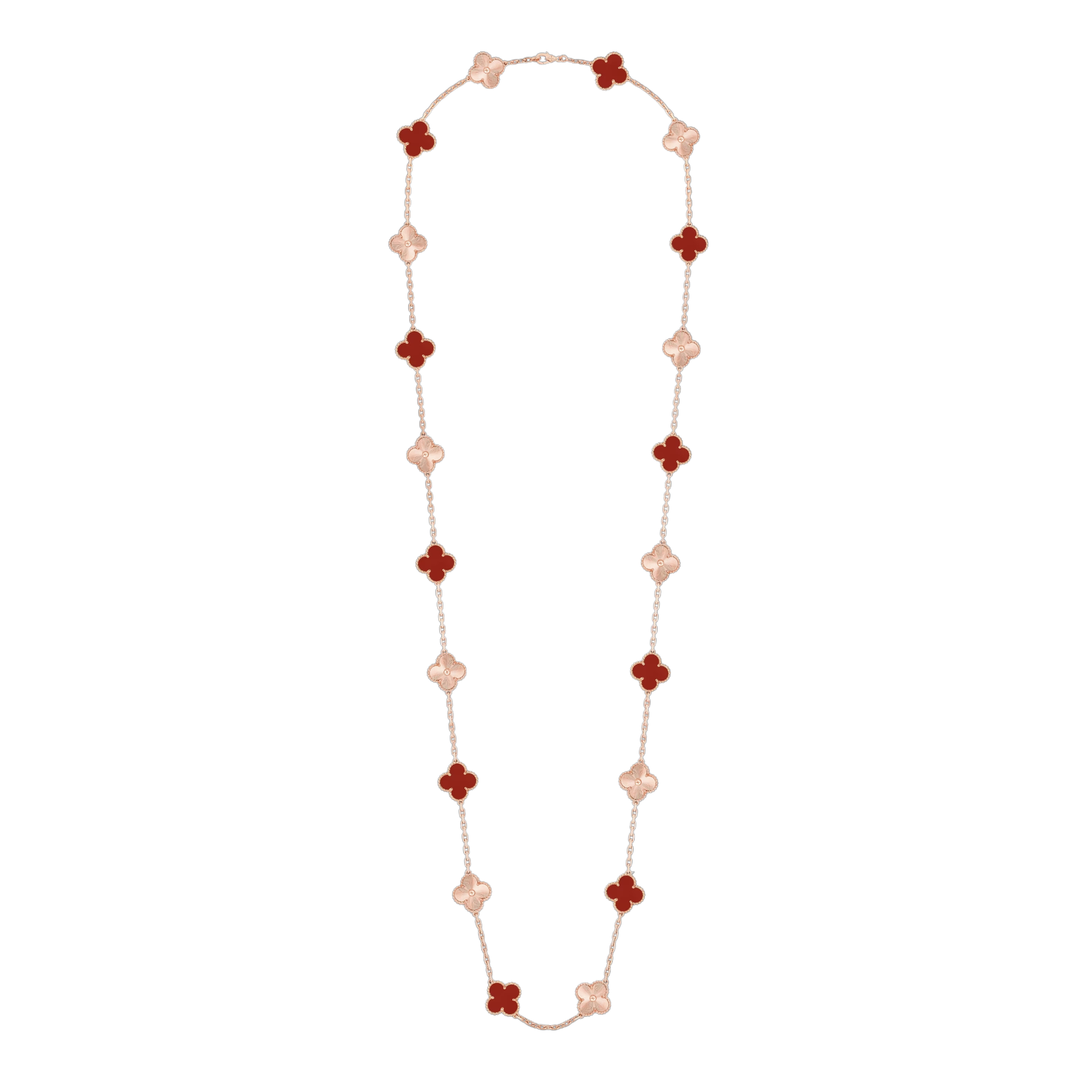 CLOVER 20 MOTIF CARNELIAN 86CM NECKLACE