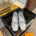 LV GLORIA FLAT LOAFER LOGO STAMPING SILVER