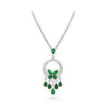 BUTTERFLY CHANDELIER CLASSIC GREEN SILVER DIAMOND NECKLACE