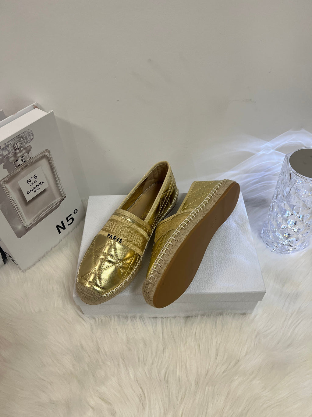 GRANVILLE ESPADRILLE GOLD QUILTED CANNAGE CALFSKIN