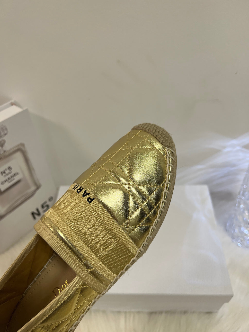 GRANVILLE ESPADRILLE GOLD QUILTED CANNAGE CALFSKIN