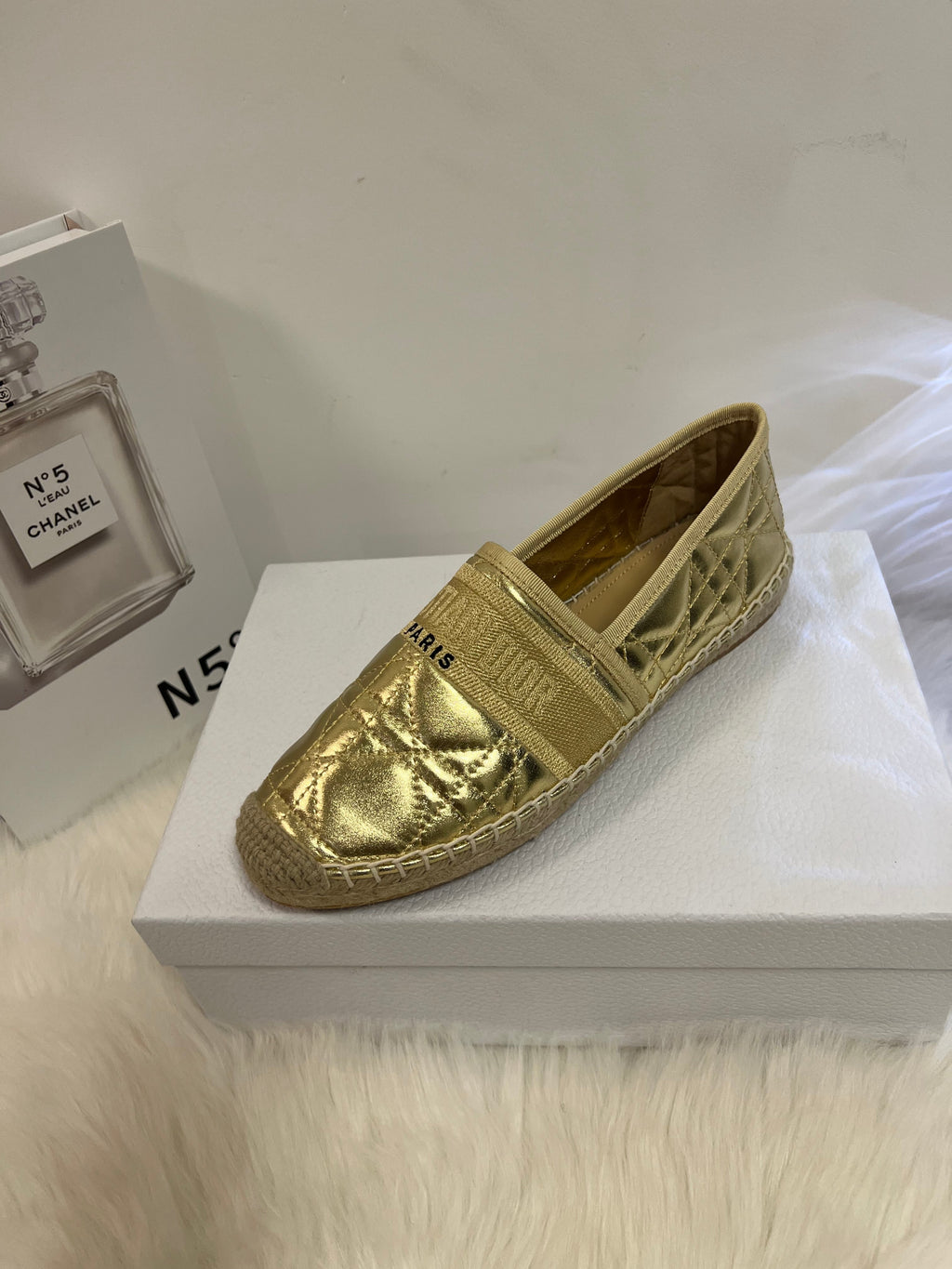 GRANVILLE ESPADRILLE GOLD QUILTED CANNAGE CALFSKIN