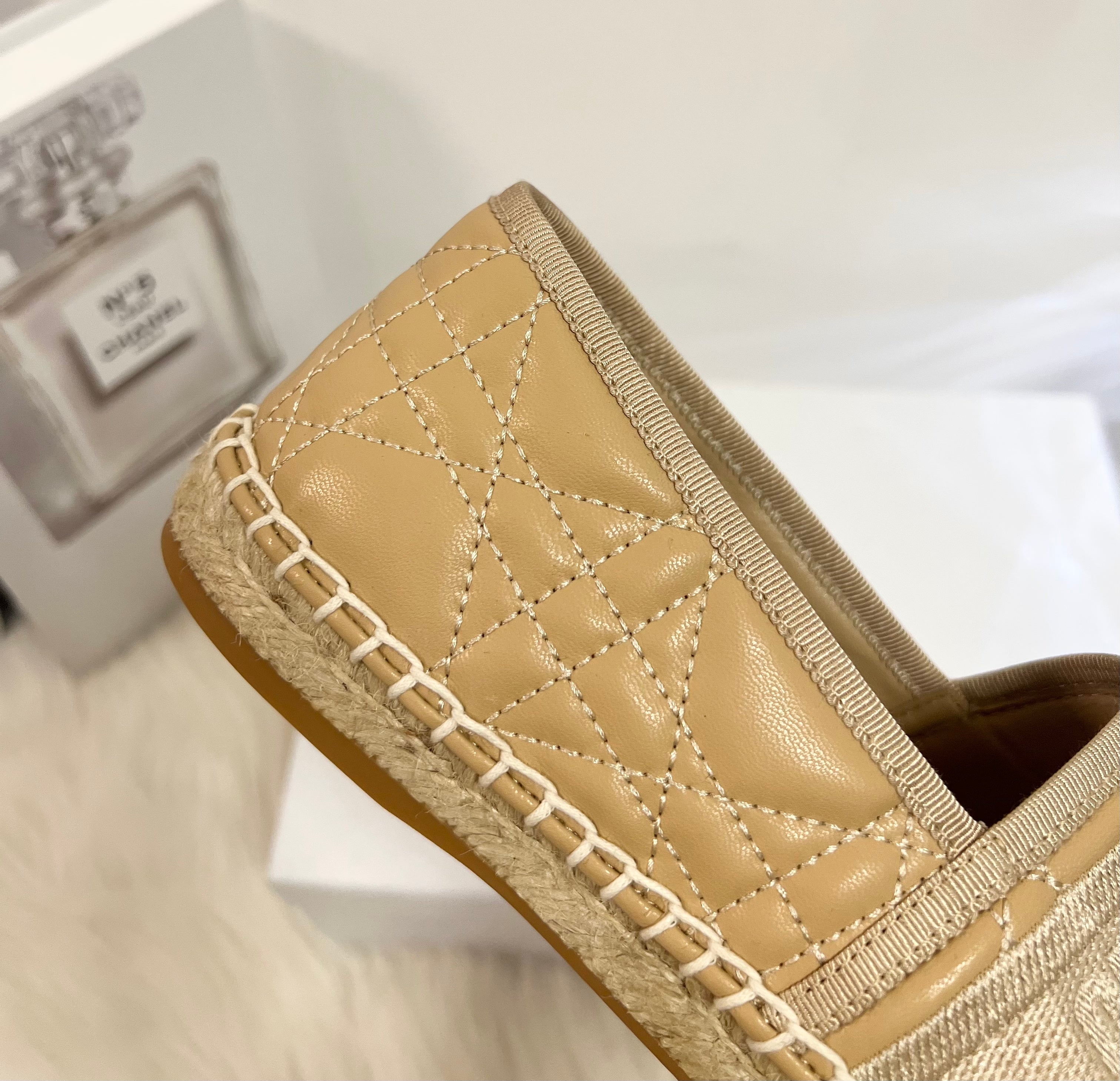 GRANVILLE ESPADRILLE CAMEL BEIGE QUILTED CANNAGE CALFSKIN