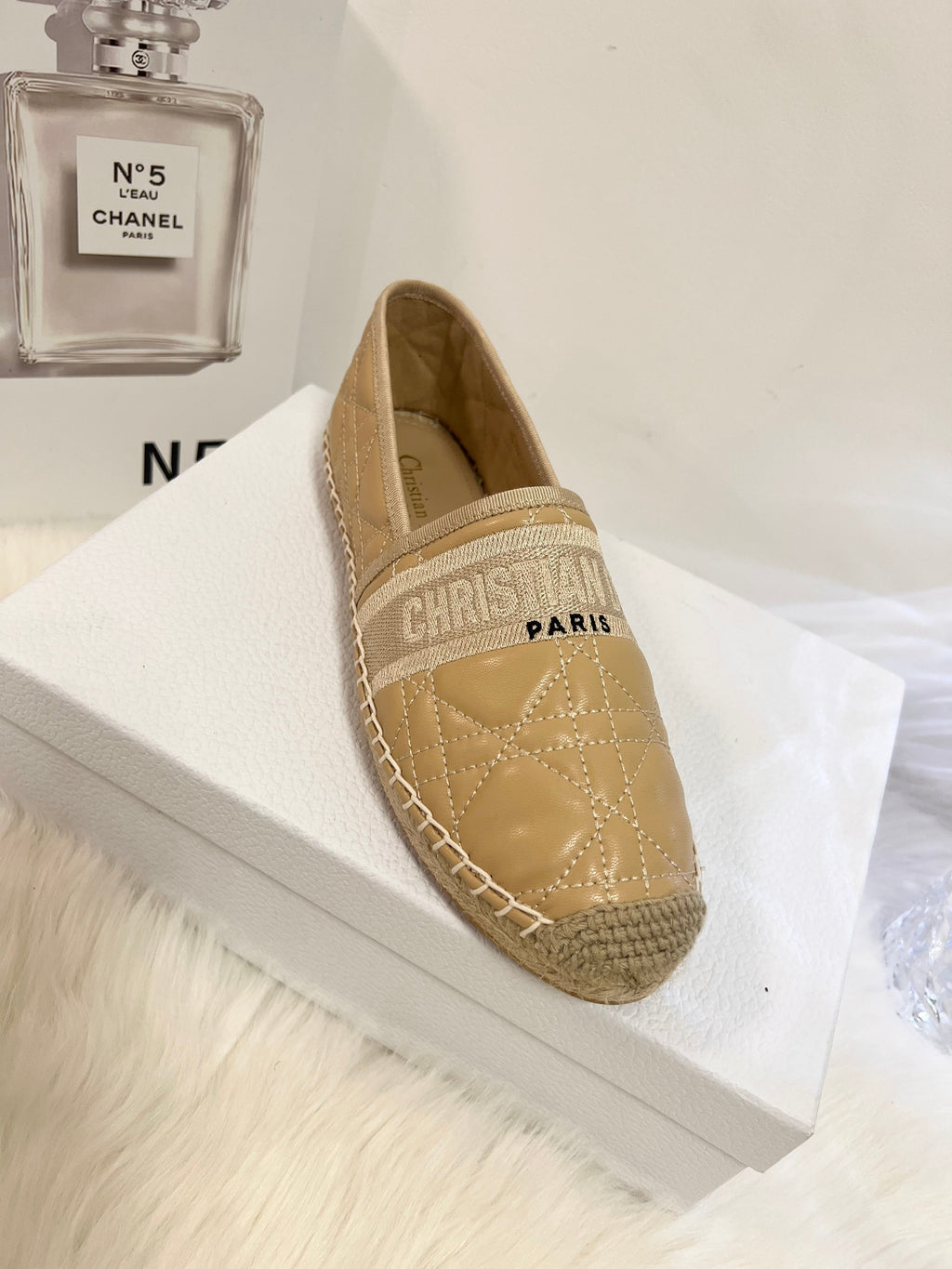 GRANVILLE ESPADRILLE CAMEL BEIGE QUILTED CANNAGE CALFSKIN