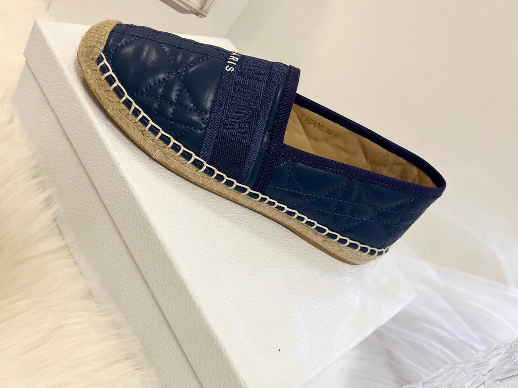 GRANVILLE ESPADRILLE NAVY BLUE QUILTED CANNAGE CALFSKIN