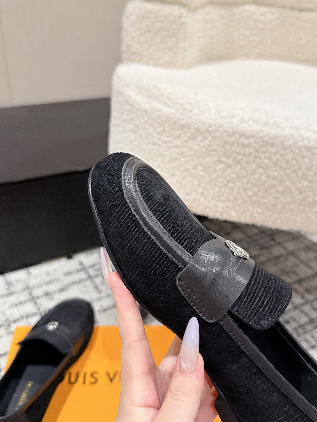 LV LOAFER 25S IN BLACK SUEDE AND CALFSKIN