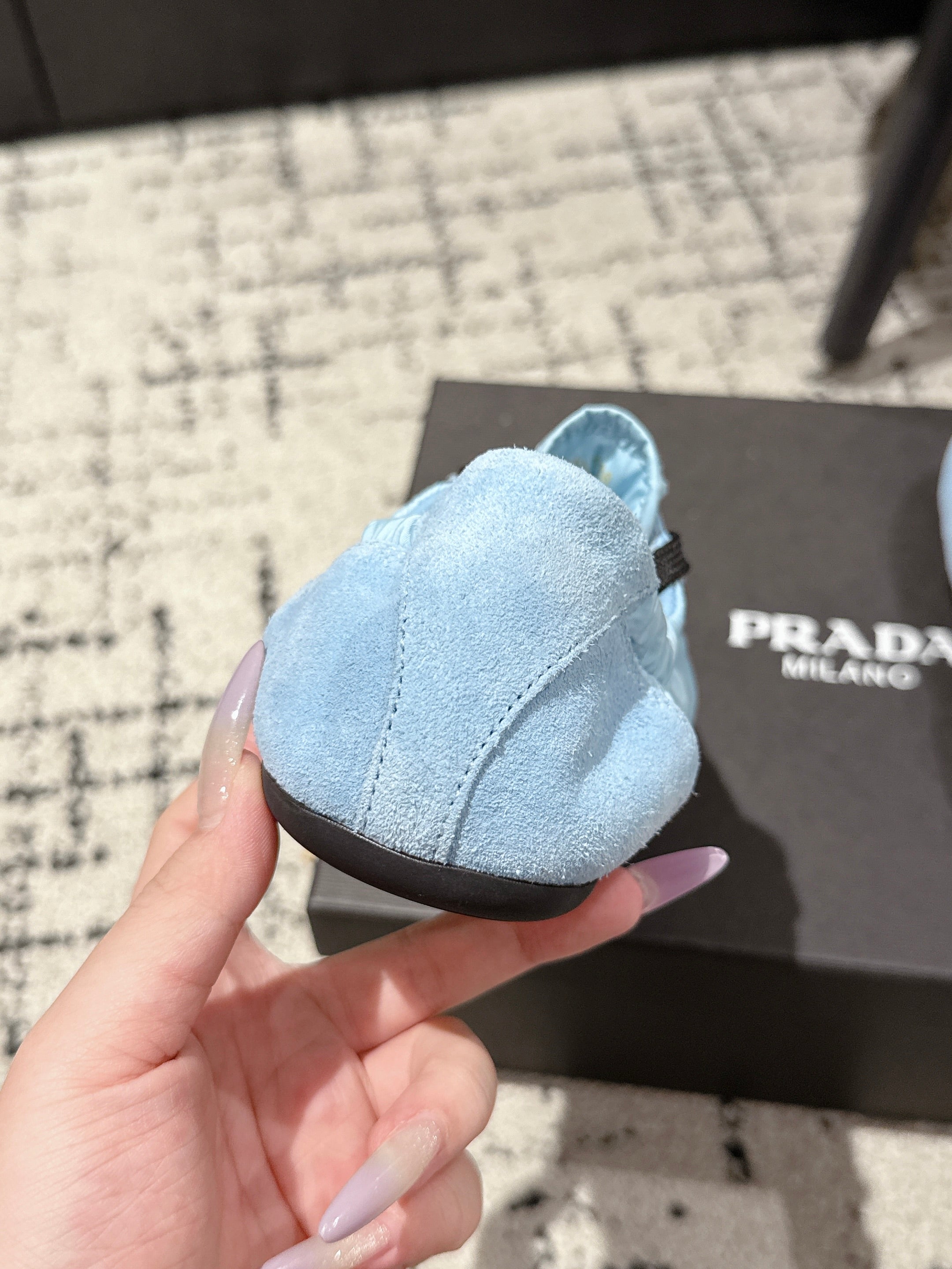 PRADA 25S COLLAPSE SNEAKERS IN LIGHT BLUE RE NYLON AND SUEDE
