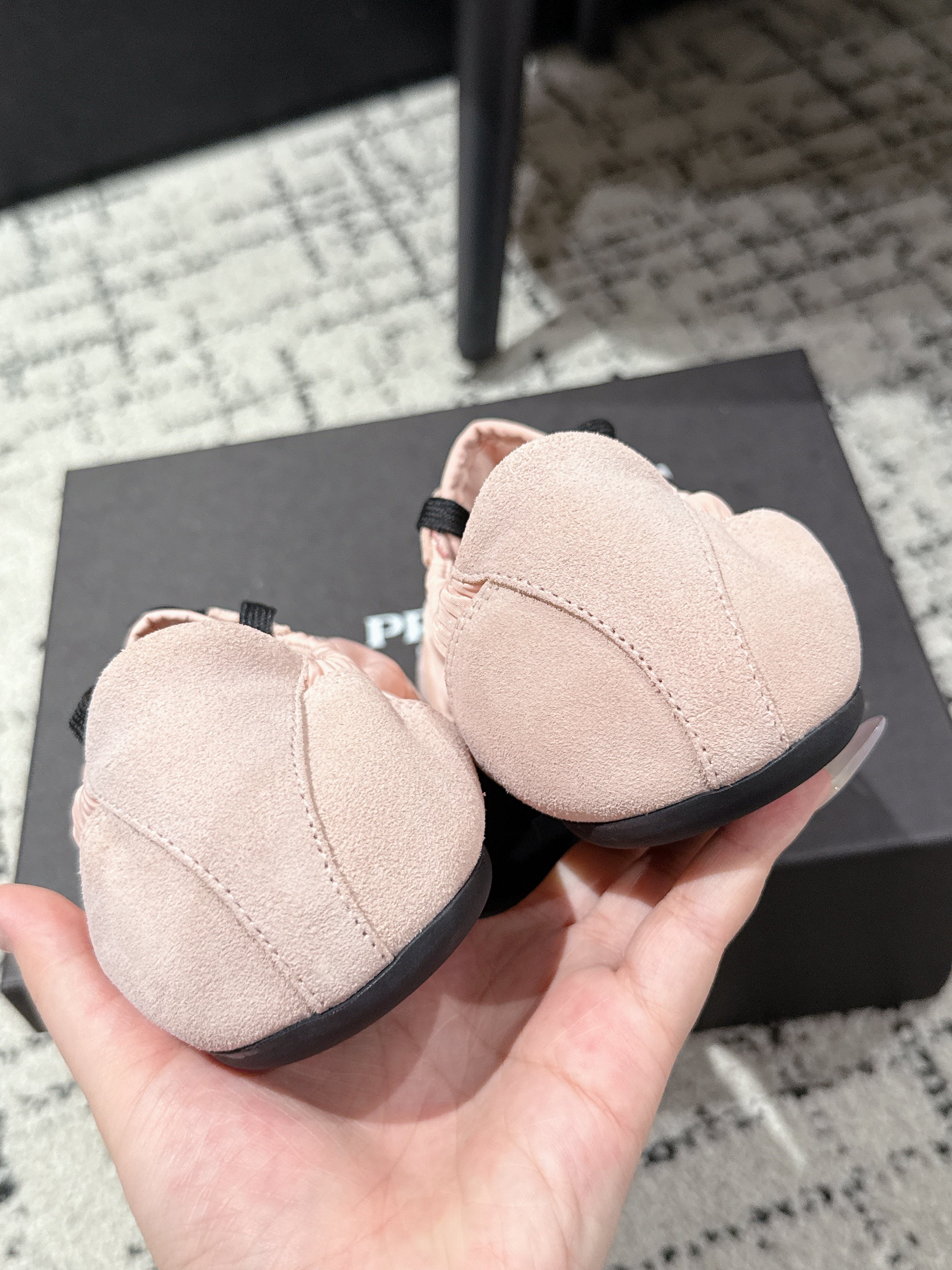 PRADA 25S COLLAPSE SNEAKERS IN LIGHT PINK RE NYLON AND SUEDE