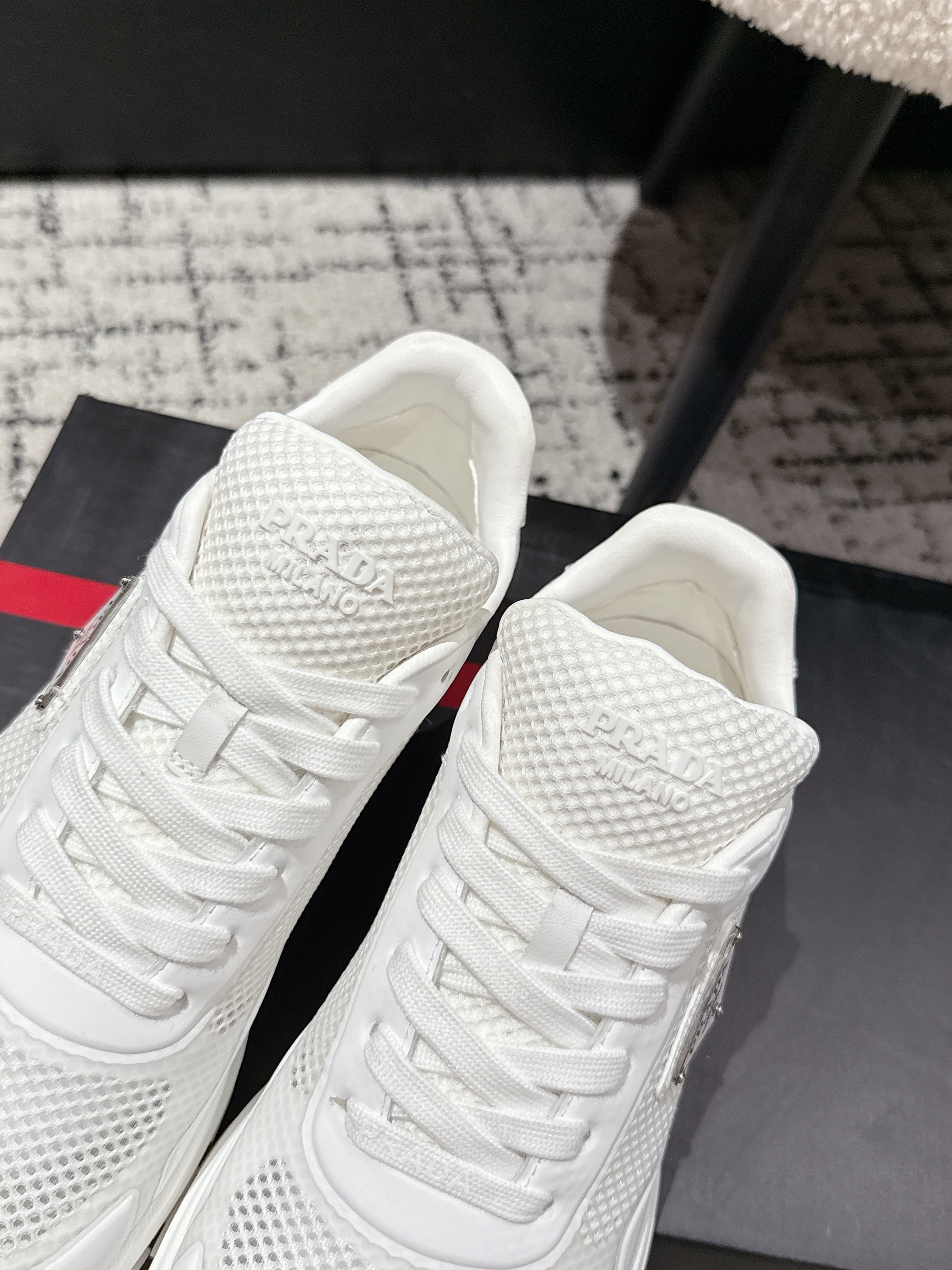 PRADA 25S MEN SNEAKERS IN WHITE CANVAS