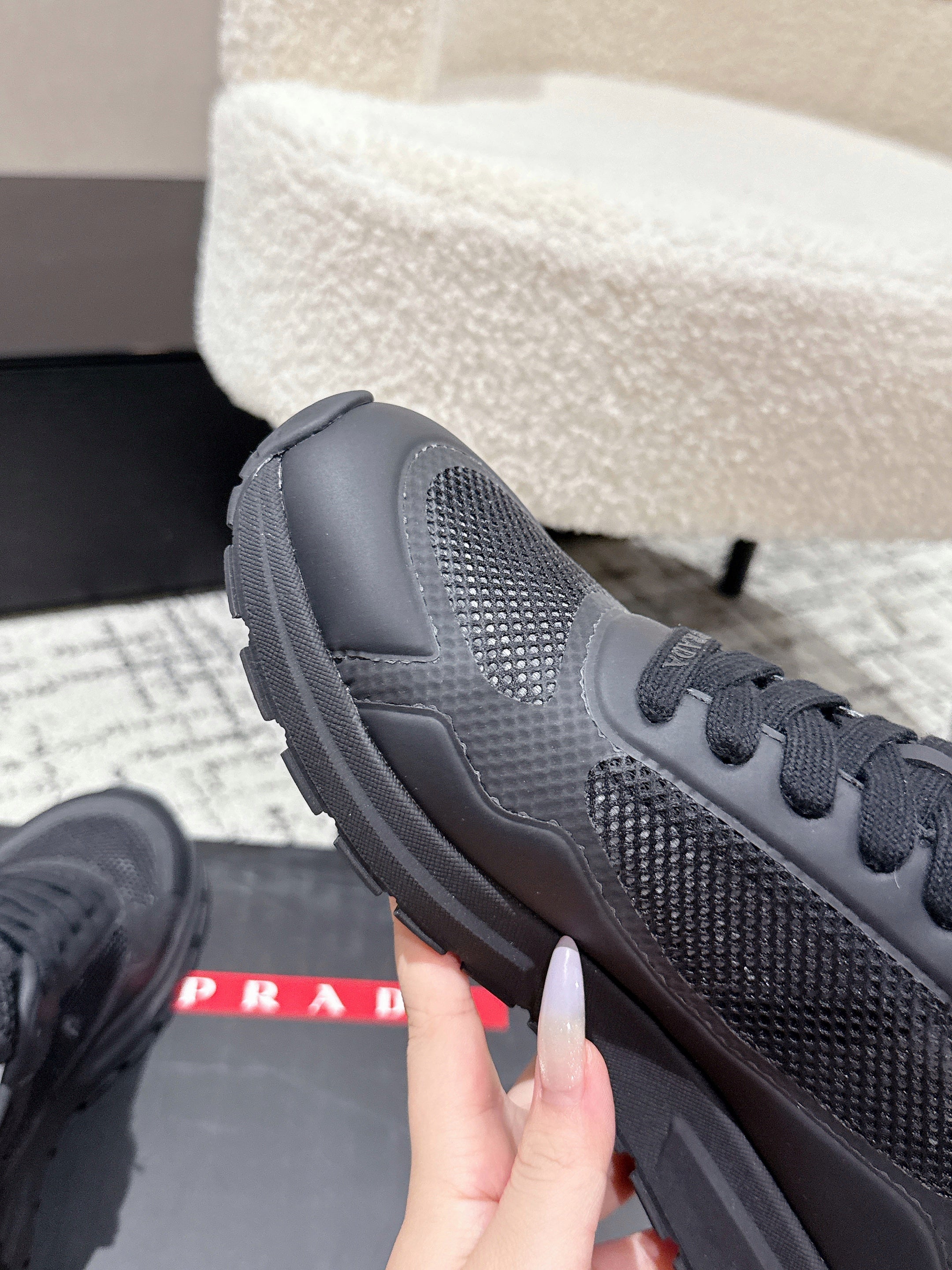 PRADA 25S MEN SNEAKERS IN BLACK CANVAS
