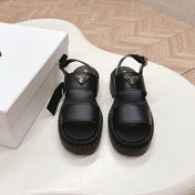 PRADA 25S SANDALS IN BLACK CALFSKIN LOGO