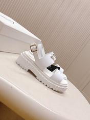 PRADA 25S SANDALS IN WHITE CALFSKIN LOGO