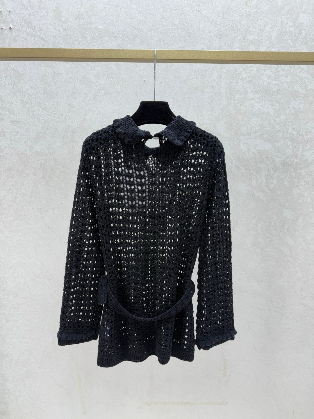 CHANEL 25S OPEN-KNIT WAIST-TIE SWEATER 529