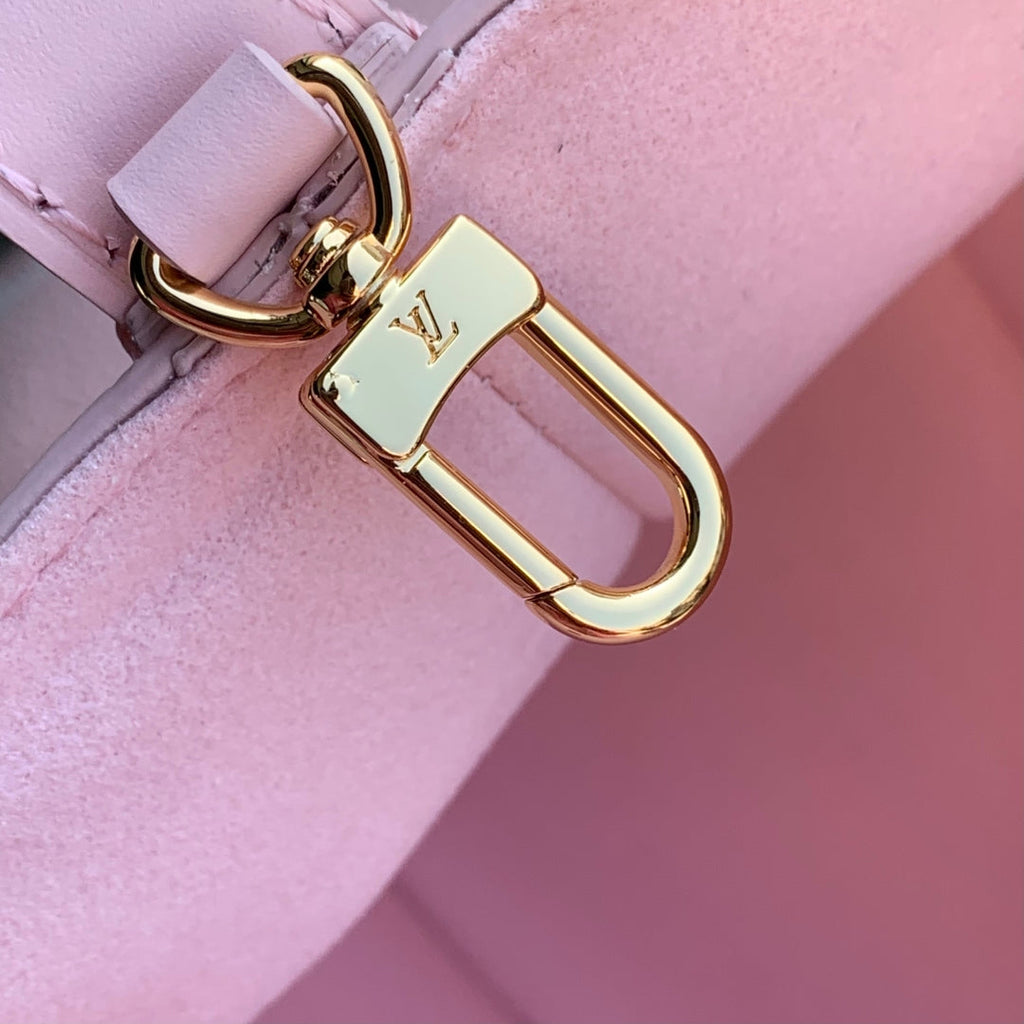 ALL IN BB BAG 18 IN QUARTZ PINK AND BEIGE EMBOSSED COWHIDE