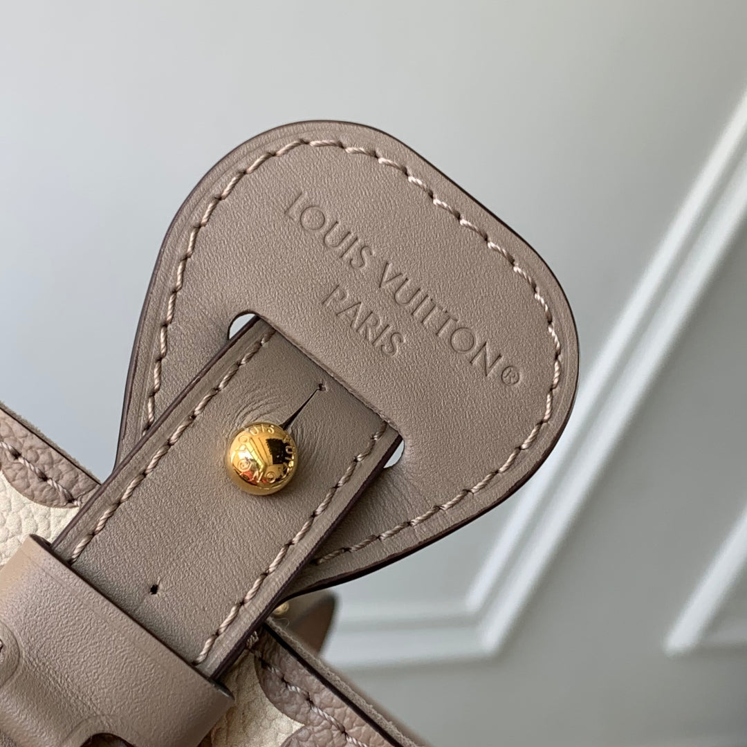 ALL IN BB BAG 18 IN TOURTERELLE GREY AND CREAM EMBOSSED COWHIDE