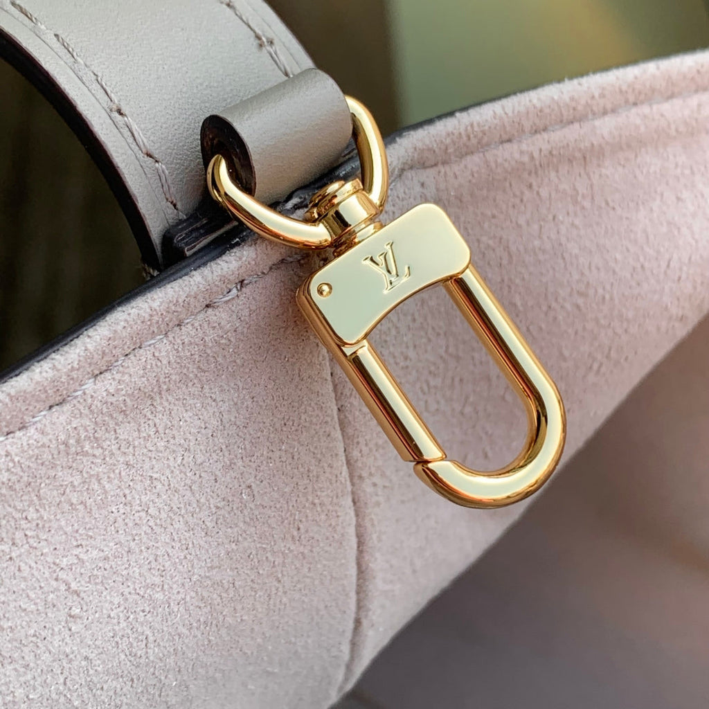 ALL IN BB BAG 18 IN TOURTERELLE GREY AND CREAM EMBOSSED COWHIDE